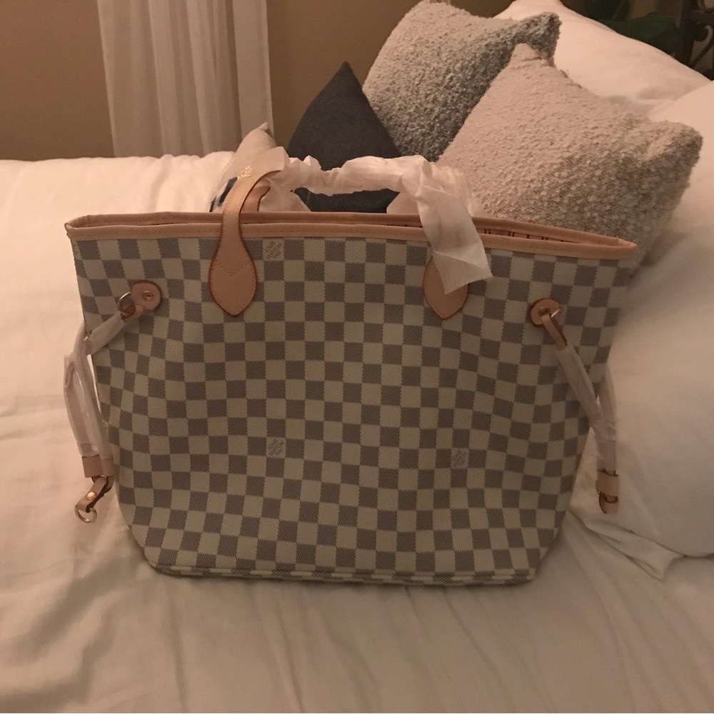 Designer Inspired Checkered Tote Bag